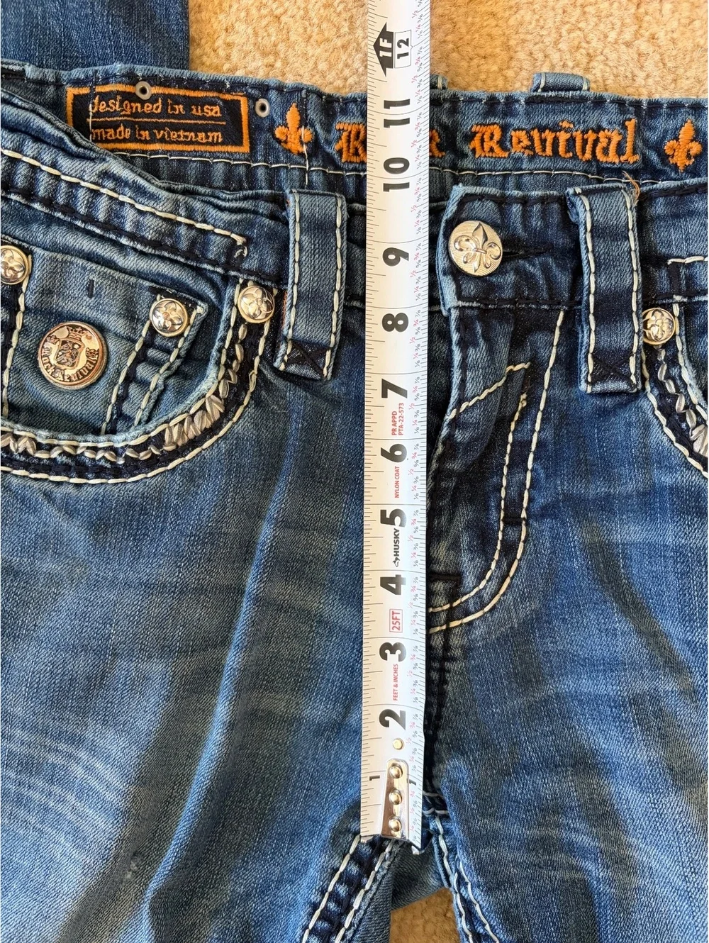Rock Revival Fabiano Straight Leg Jeans Womens Size 31 Medium Wash Fleur